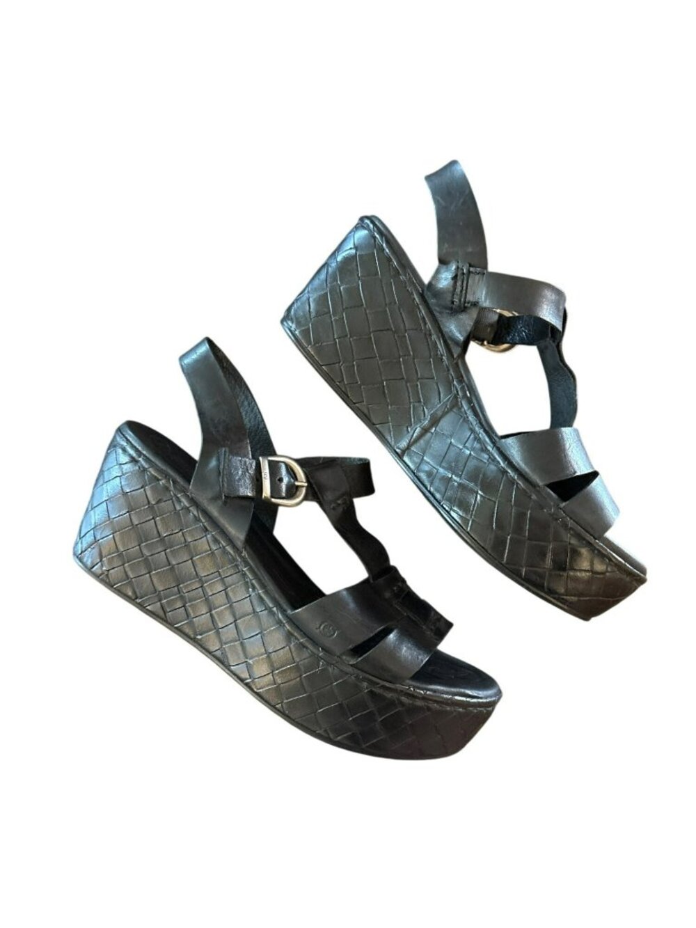 Born Menuda Leather Strappy Platform Wedge Sandals Size 9